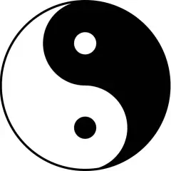 Simbolo Yin e Yang, rappresentazione visiva dell'armonia degli opposti: nero e bianco, luce e ombra, in un cerchio perfetto.