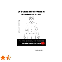 Mappa di 60 punti importanti di digitopressione su un corpo umano stilizzato. Guida essenziale per studenti.