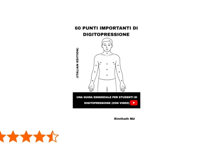 Mappa di 60 punti importanti di digitopressione su un corpo umano stilizzato. Guida essenziale per studenti.