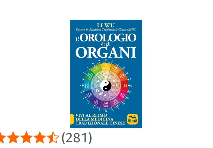 Copertina del libro "L'orologio degli organi" di Li Wu, che illustra il ciclo energetico degli organi secondo la Medicina Tradizionale Cinese.