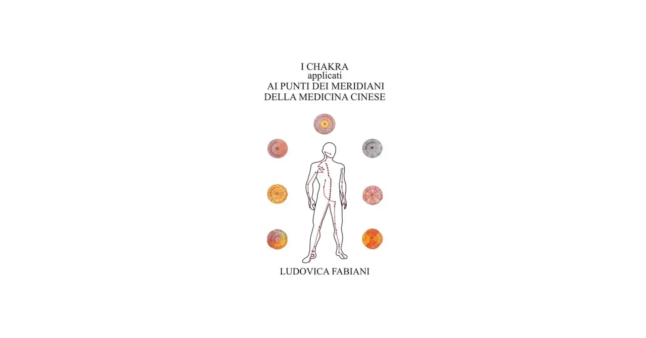 Schema dei punti energetici del corpo, con i chakra applicati ai meridiani della medicina cinese.